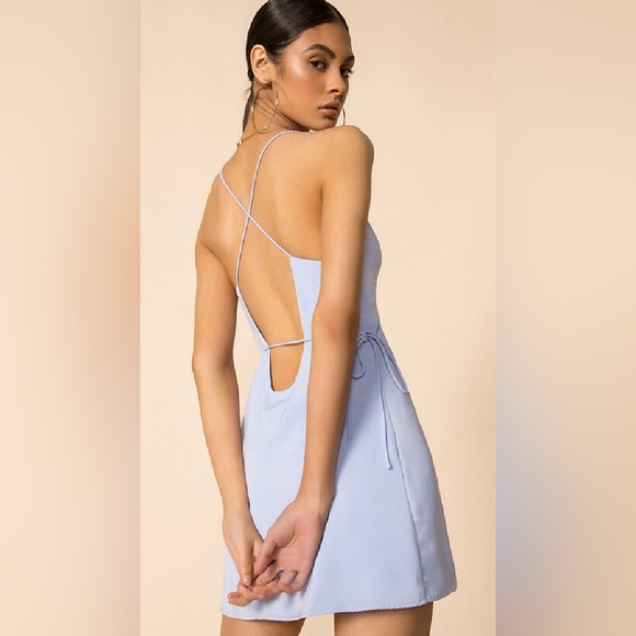 Superdown Luca Wrap Front Blue Dress NWT - Picture 2 of 12